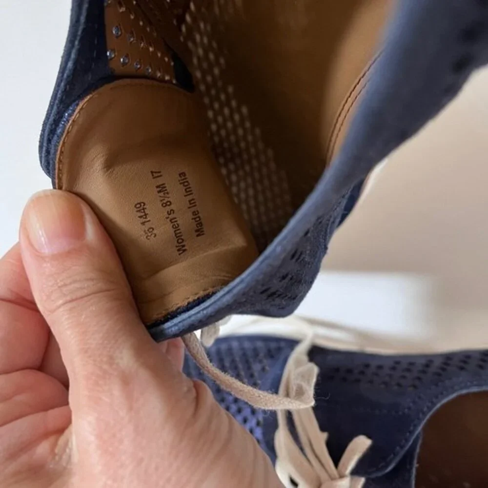 Trask Lena Perforated Leather Sneaker in Indigo 8.5